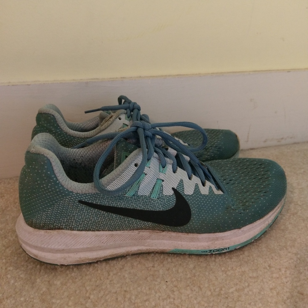 Blue Nike running shoes